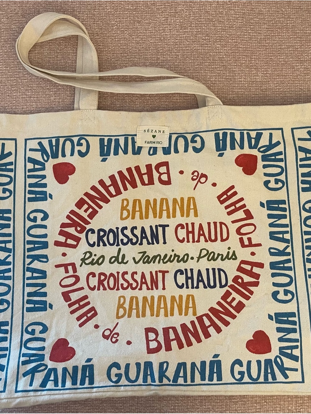 Sézane x FARM Rio Banana Guaraná Canvas Oversized Tote Bag Rare Collaboration - Picture 4 of 12
